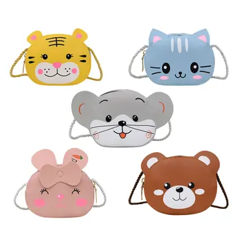 Мультяшное модное животное Кролик, кошка, тигр, медведь, мини-сумка на плечо, кошелек для монет, сумка для хранения для девочек, подарок для детей