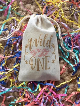 Набор из 10 персонализированных сумок Wild One для подарков на первый день рождения, пользовательских подарочных сумок Wild one для крещения на день рождения