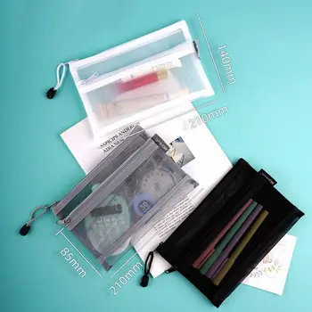 Нейлоновый пенал, косметичка большой емкости, школьные канцелярские принадлежности, двойная сетчатая сумка для карандашей, папка для файлов