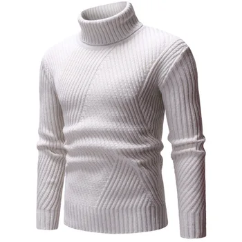 Новая осенне-зимняя модная брендовая одежда, мужские свитера, теплая приталенная водолазка, мужской пуловер, вязаный свитер, мужской