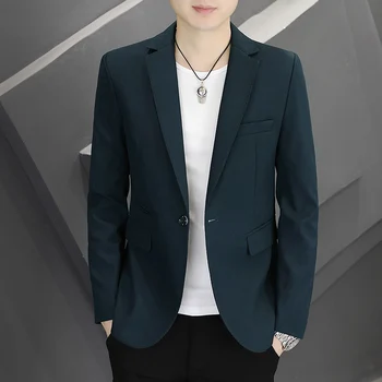 Новинка 2023 года, высококачественная мужская весенне-осенняя красивая повседневная корейская версия, модный тренд, тонкий мужской маленький костюм, универсальное пальто