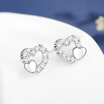Новое поступление, серьги-гвоздики с бриллиантами в форме сердца, женские Японско-Корейские легкие роскошные серьги в форме сердца в стиле колледжа в подарок