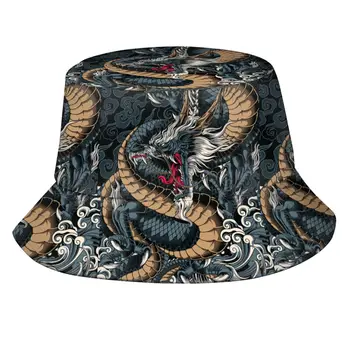 Новые Модные Шляпы-Ведерки Рыбацкие Кепки Для Женщин И Мужчин Gorras Summer Dragon Print