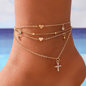 Ножные браслеты TOBILO Bohemia Heart для женщин, аксессуары для ног, Летние пляжные босоножки, браслет на ногу, женские украшения