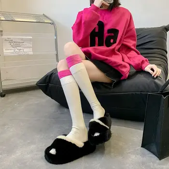 Носки для телят Y2k, женские носки для телят с двойным ртом Luo, Корейская версия, уличная мода, хлопковые носки Harajuku с ворсом