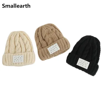 Однотонная осенне-зимняя детская шапка для девочек, вязаные шапки для мальчиков, уличная шапочка-бини для малышей, детские теплые шапки для детей, капор