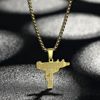 Ожерелье с пистолетом CHENGXUN Uzi, ожерелье уличного гангстера, рождественский подарок, ювелирные изделия из нержавеющей стали для мужчин и женщин