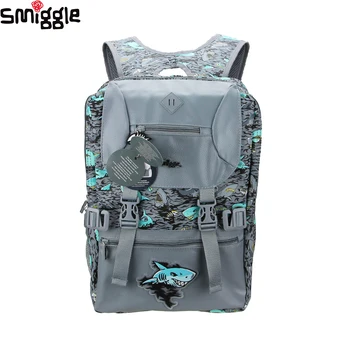 Оригинальная высококачественная детская школьная сумка Smiggle, рюкзак для мальчика, серые детские сумки Cool Jaws, износостойкость 18 дюймов