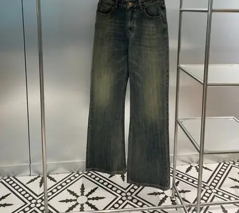 Оригинальные женские джинсы из чистого хлопка, высококачественные брендовые джинсы, высококачественный моющийся дизайн, Ретро-роскошные джинсы известных мужчин с широкими штанинами
