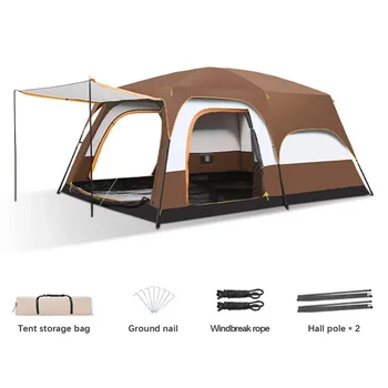 Палатки Для Кемпинга на открытом воздухе Vebreda Многофункциональная Семейная Палатка для Кемпинга на 6 Человек с Сеткой, Водонепроницаемая, Двухслойная, Большая Палатка