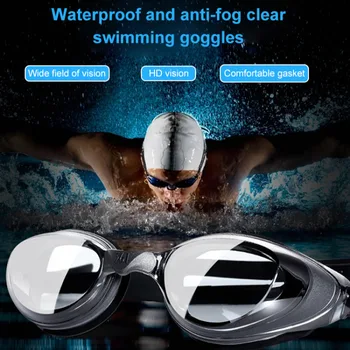 Плавательные очки высокой четкости для взрослых, противотуманные плавательные очки с гальваническим покрытием, очки для близорукости