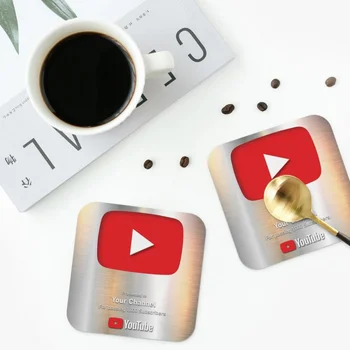 Подставки для наград Youtube Кухонные салфетки Водонепроницаемые изоляционные коврики для чашек, кофе для декора, домашняя посуда, набор из 4 подушечек