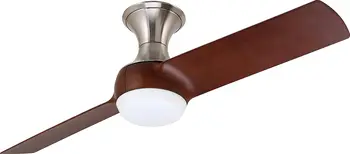 Потолочный вентилятор Kathy Ireland Home Duo для скрытого монтажа со светом | 54-дюймовый светодиодный светильник с дизайном Hugger, 2 лопастями и настенный