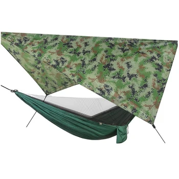Походный гамак для двоих 290x140 см С москитной сеткой С Тентом Брезент Непромокаемая Палатка для защиты от солнца