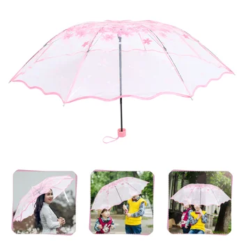 Прозрачный складной зонт портативный В дождливый день Солнечные зонты на открытом воздухе Прозрачные дорожные