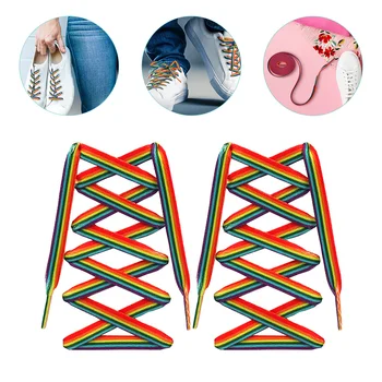 Радужные Градиентные Шнурки Вертикальные полосы Шнурок для обуви Стильные Спортивные Аксессуары Эластичные шнурки для обуви Модные холщовые завязки