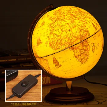 Ретро светодиодная карта Земного шара, вращающаяся на 360 градусов Географическая карта Земного шара На английском языке Украшение офисного стола Настольная лампа