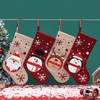 Рождественские носки из нетканого материала, длинные ноги, декоративные носки с рождественским принтом, Подвеска для дома с героями мультфильмов, Рождественские чулки / подарочные пакеты