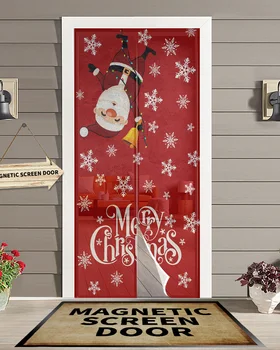 Рождественский Санта-Клаус Снежинки Магнитный Дверной Занавес Гостиная Спальня Домашний Противомоскитный Экран Дверной Занавес