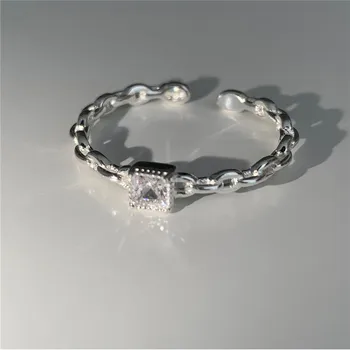 Роскошные квадратные кольца с цирконием для женщин, Модное открытое регулируемое кольцо для милой девушки, ювелирный подарок для вечеринки Kpop e890