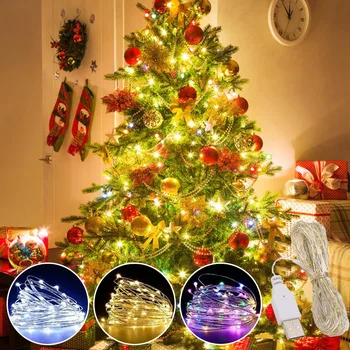 Светодиодные гирлянды длиной 1/2/3/5 м, USB-гирлянда из медной проволоки, сказочные огни на открытом воздухе для рождественской свадебной вечеринки, украшения для дома и комнаты
