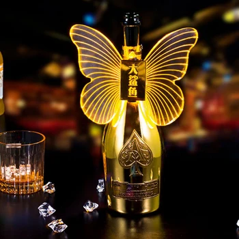 Светодиодный бенгальский огонь в форме бабочки для подачи шампанского, светодиодный стробоскопический жезл, VIP-топпер для бутылок, мигающий свет для декора бара ночного клуба