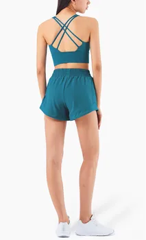 Сексуальный комплект для йоги NWT, эластичные Высокоэластичные свободные сетчатые шорты для бега с боковым карманом, штаны для тренировок в тренажерном зале, Легкий дышащий комплект
