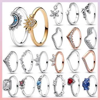 Серебряные кольца 925 пробы Rose Shine Для женщин Ювелирные изделия Кольцо Красавица и чудовище Европейские и американские кольца Sun Star Свадебные подарки