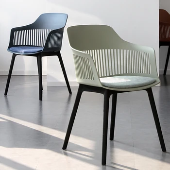 Скандинавское кресло, обеденные стулья с расслабляющей спинкой, Пластиковые обеденные стулья с минималистичной подушкой, мебель для балкона Cadeira WZ50DC