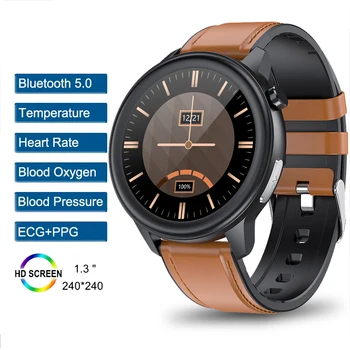 Смарт-часы Для мужчин и женщин Для измерения температуры IP68 Водонепроницаемый PPG + ЭКГ Пульсометр Фитнес-трекер Smartwatch