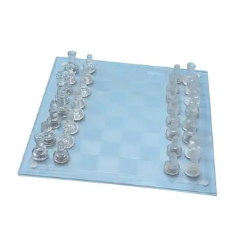 Стеклянная игра в шахматы, Хрустальная шахматная доска, игровой набор для взрослых, декор стола для раннего обучения