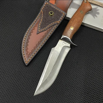 Тяжелый высококачественный нож для выживания с 9-миллиметровым лезвием и ручкой из розового дерева, охотничий нож Bushcraft Camping EDC, универсальный нож для самообороны