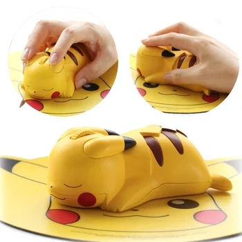 Хобби Pokemon Компьютерная периферия Симпатичная беспроводная мышь Pikachu Bluetooth Фестивальные подарки для детей Фигурки Фэнтези