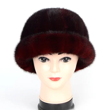 Шапка из натурального меха норки, шапка принцессы, женская зимняя уличная мода, повседневная деловая теплая лыжная шапка с защитой ушей, Новые шапки для женщин